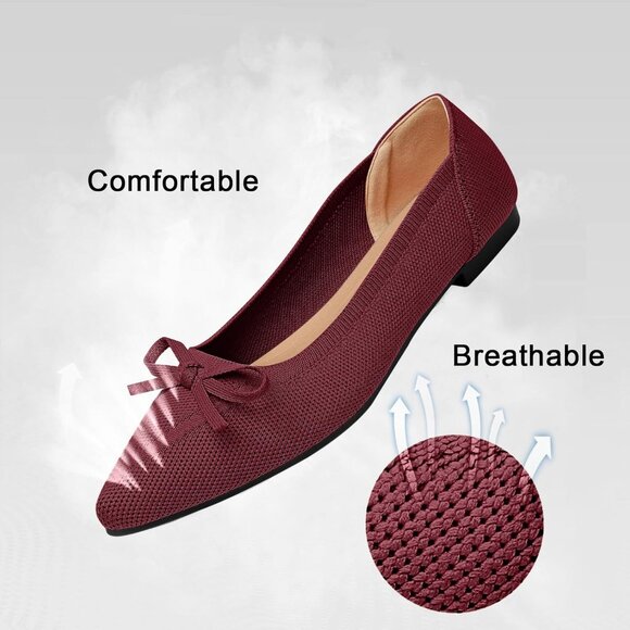 🆕Women's Red Flats Ballet Shoes Slip On Comfortable and Stylish Flats - Picture 2 of 6